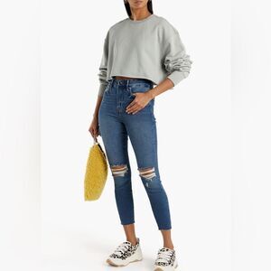 GOOD AMERICAN Distressed Good Waist Crop‎ Skinny Jeans High Rise Size 2 26 New